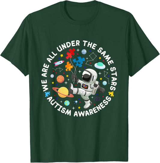 We are All Under The Same Stars Space Autism Awareness T-Shirt - T-Shirt | Forest
