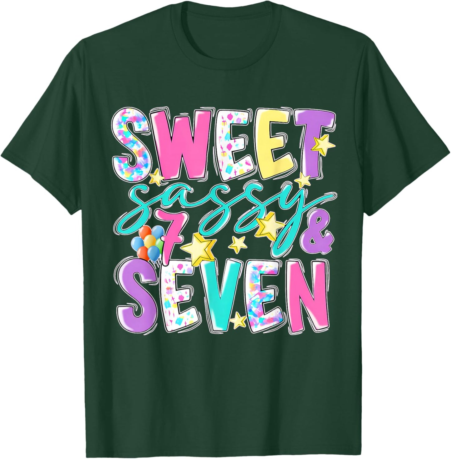 7Th Birthday Girl Sweet Sassy and Seven Birthday Girl Kids T-Shirt - T-Shirt | Forest