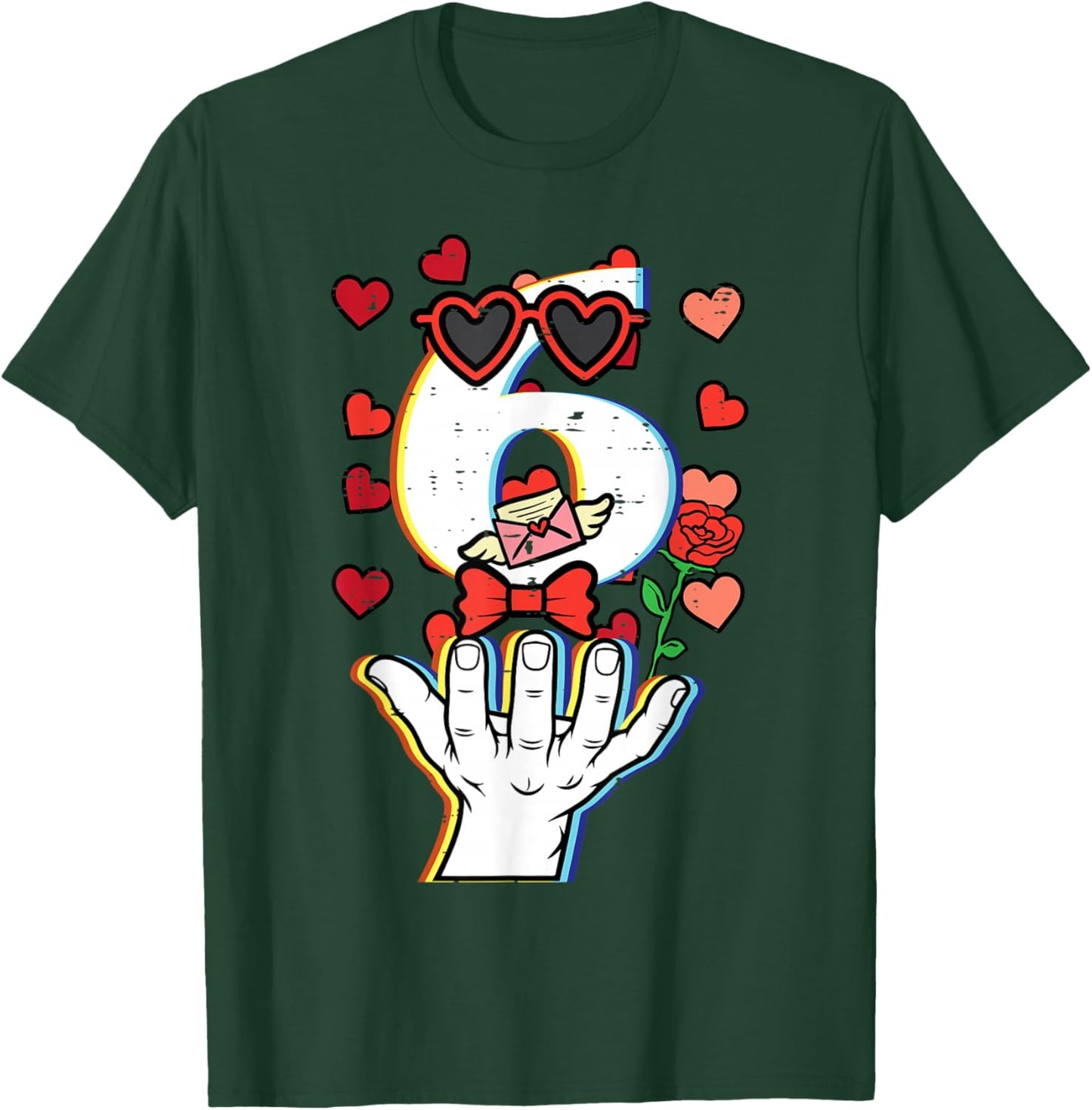 Number 6 Valentines Day 6 7 Meme Matching Kids Boys Youth T-Shirt - T-Shirt | Forest