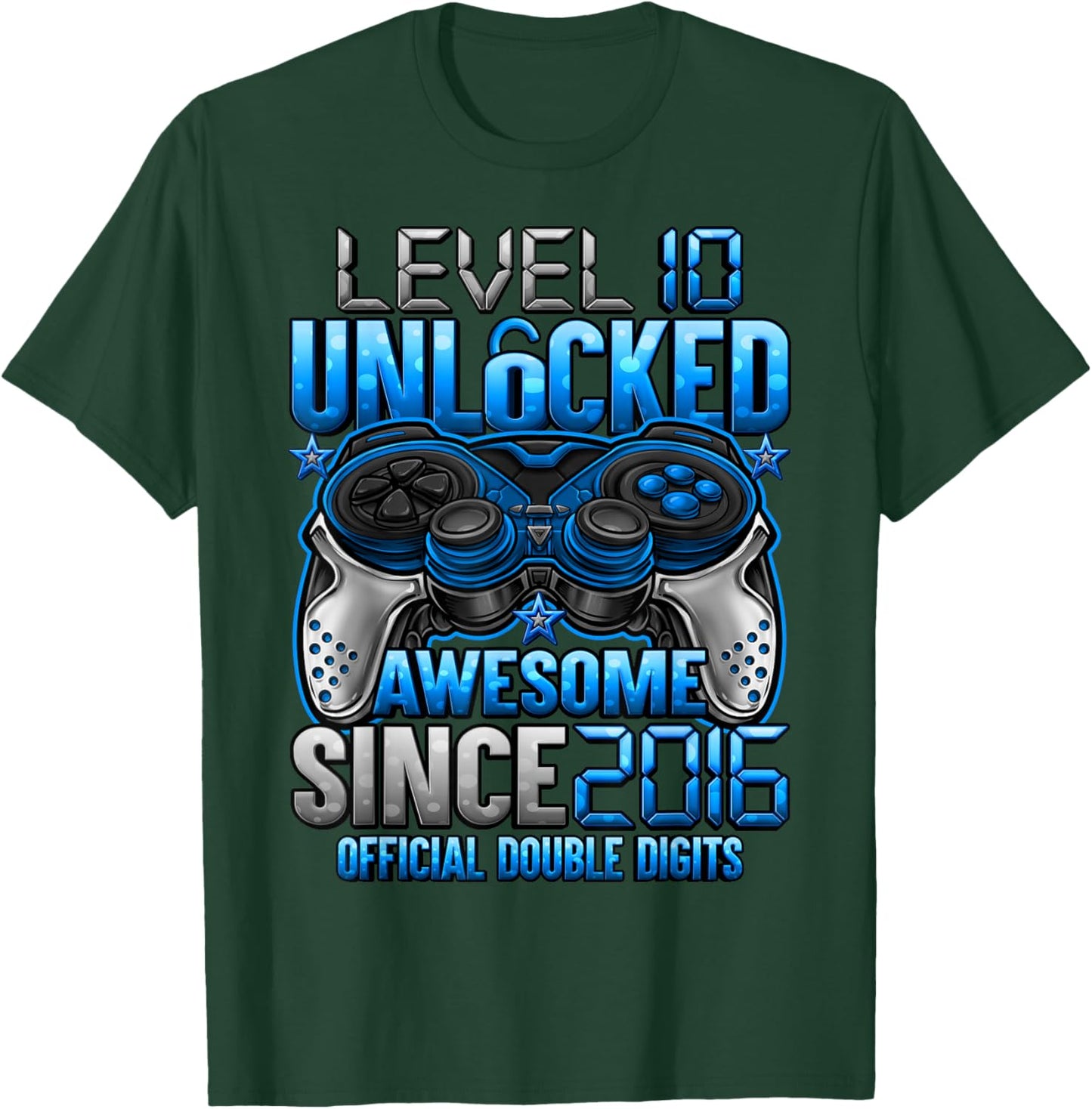 Official Double Digits Level 10 Unlocked 10th Birthday Boy T-Shirt - T-Shirt | Forest