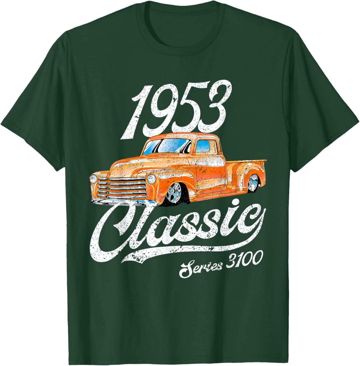 1953 53 Truck 3100 Classic Vintage Old Car USA Flag T-Shirt - T-Shirt | Forest