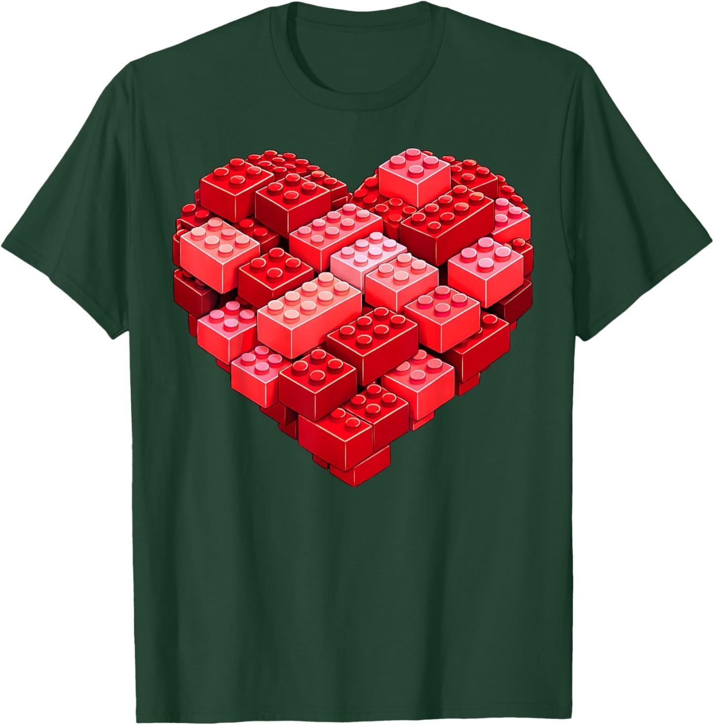 Valentines Day Heart Building Blocks Bricks Boys Kid Toddler T-Shirt - T-Shirt | Forest