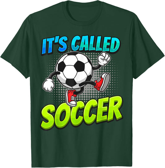 It's Called Soccer Funny Cartoon Ball Graffiti Style Boys T-Shirt - T-Shirt | Forest