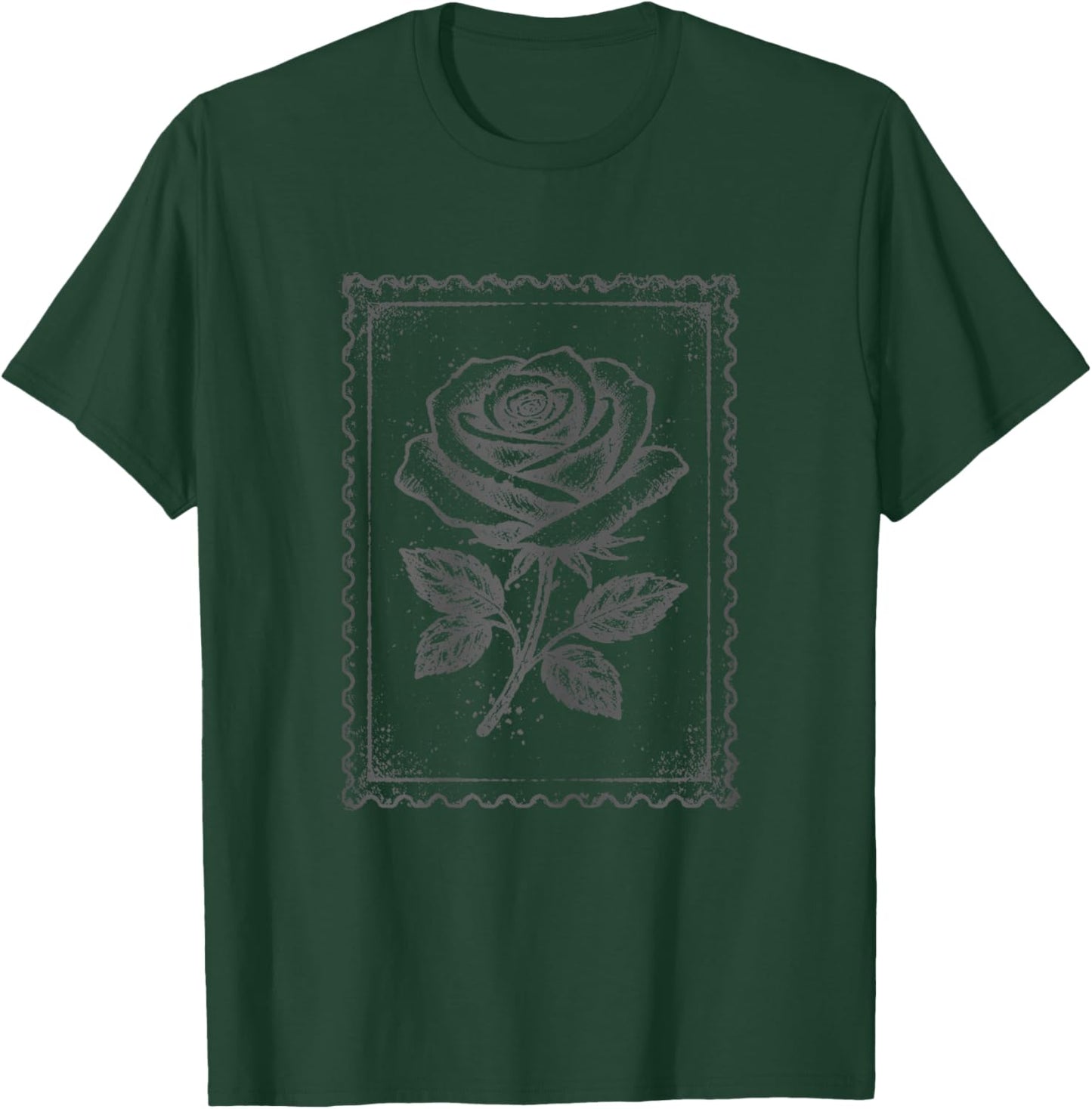 Grunge Rose Vintage Floral Distressed Graphic Women Girls T-Shirt - T-Shirt | Forest
