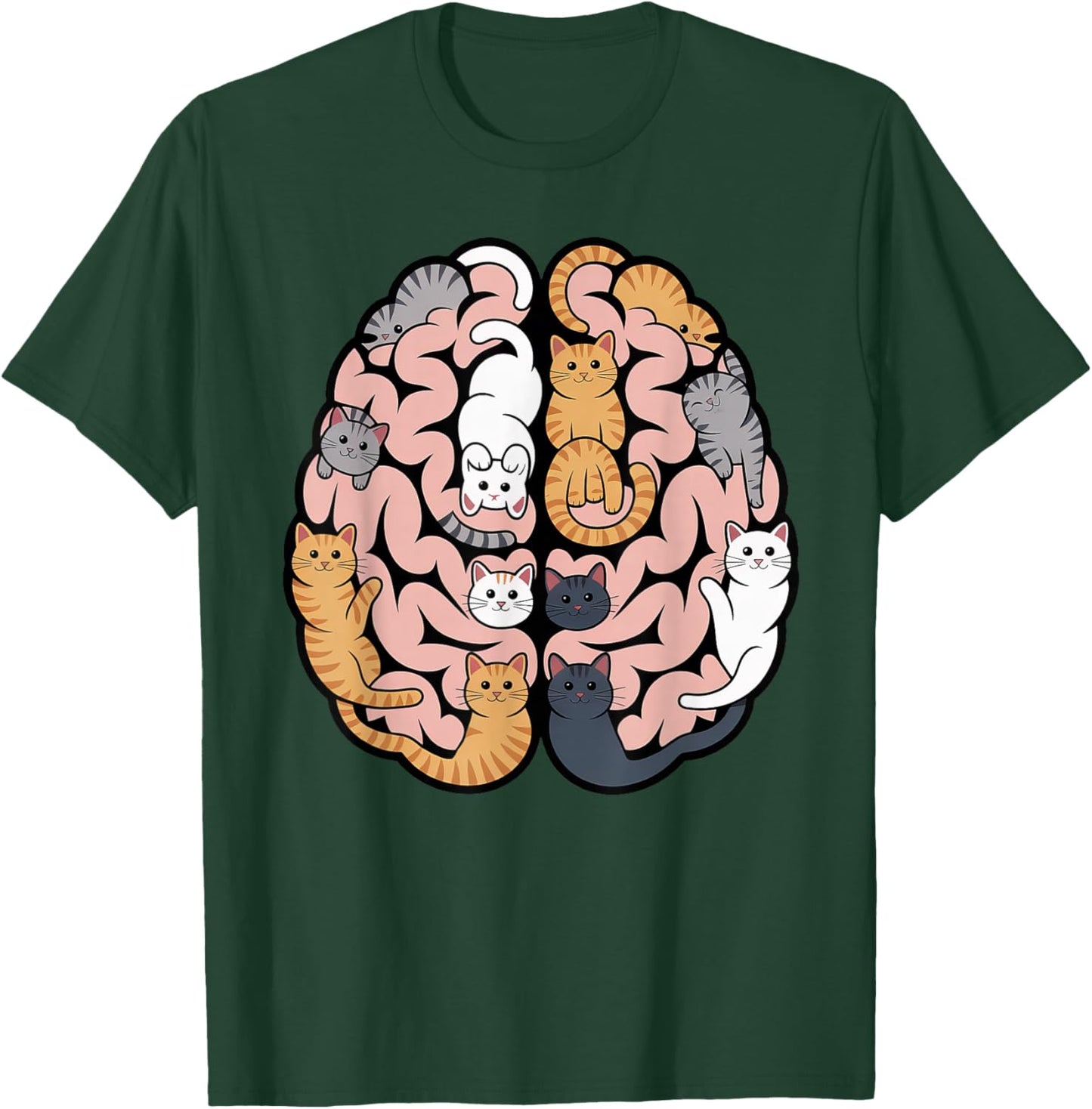 Funny Cat Brain Graphic Neuroscience Neurologist T-Shirt - T-Shirt | Forest