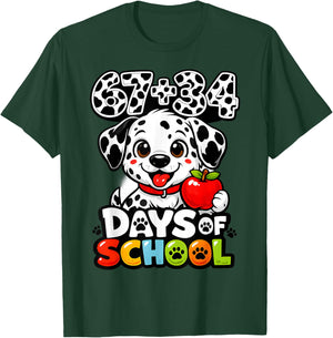 67+34 Days School 101 Days Cute Dog Teacher Kids T-Shirt - T-Shirt | Forest