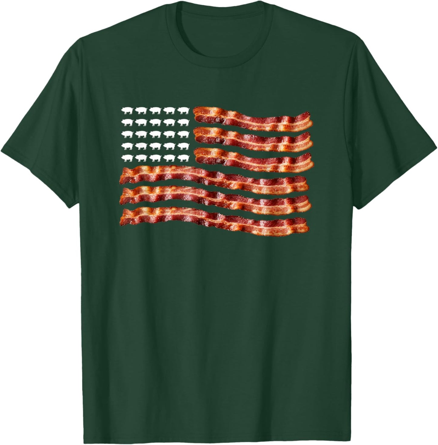 USA Bacon Flag - Patriotic American Bacon Design T-Shirt - T-Shirt | Forest