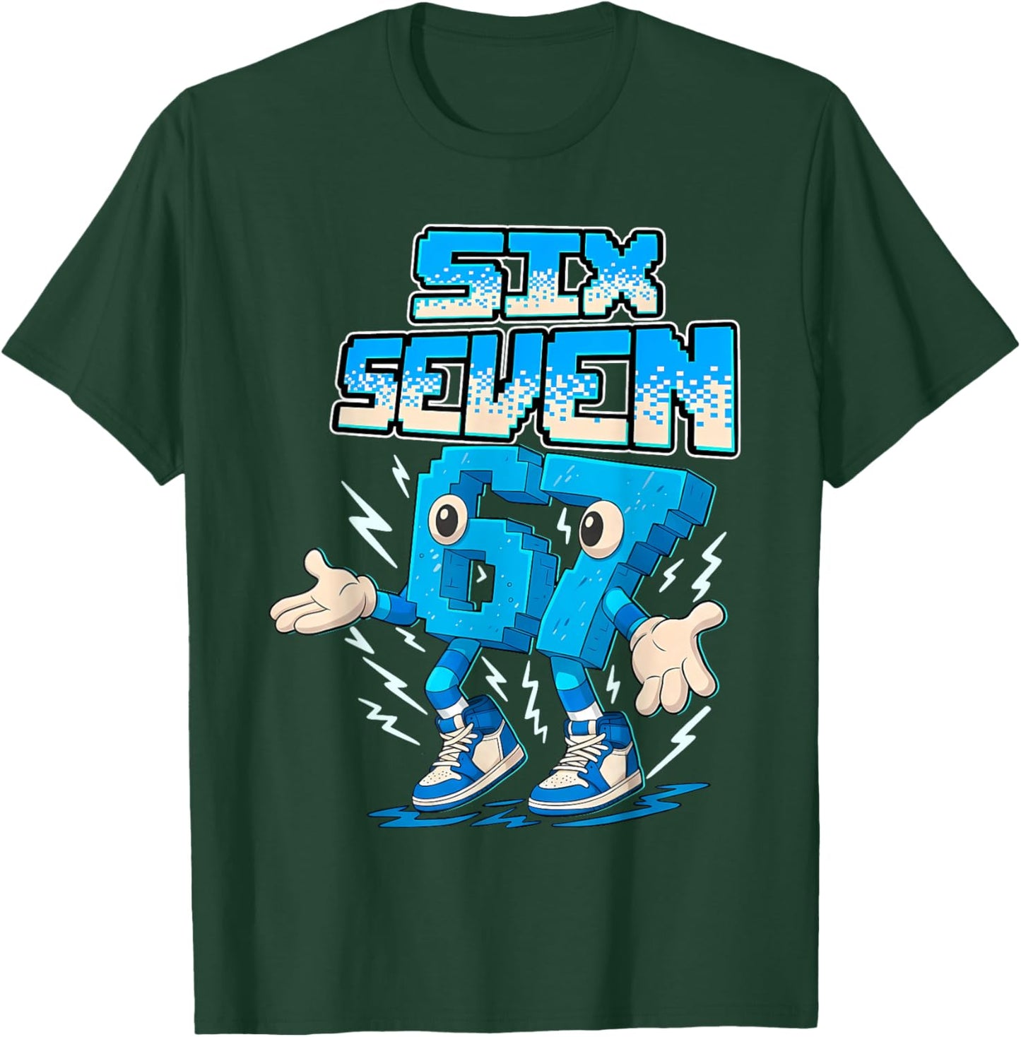 67 Six Seven 6-7 Funny Brainrot Boys Girls Kids Gaming Meme T-Shirt - T-Shirt | Forest