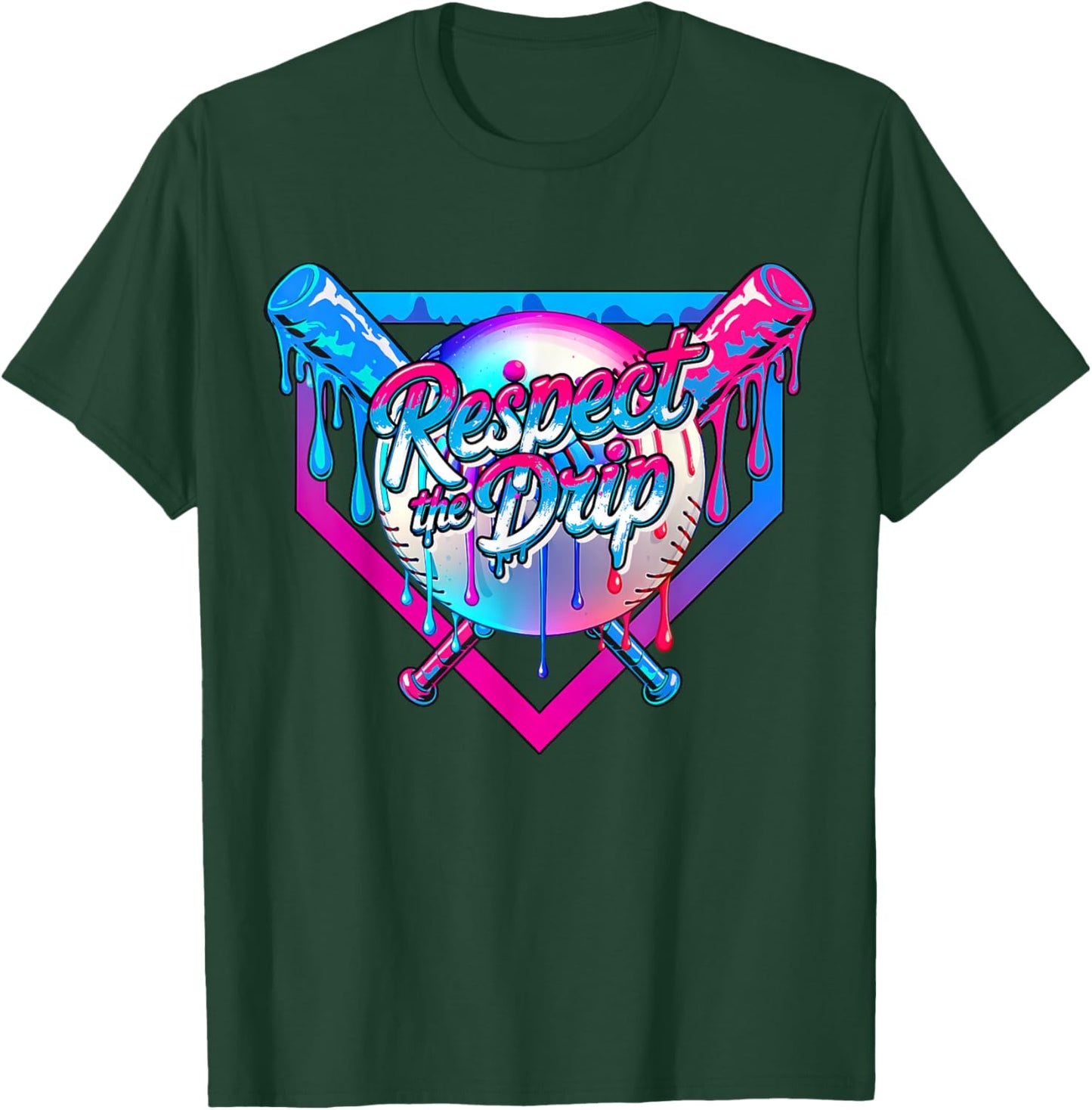 Respect The Drip Baseball Ice Cream for Kids Boys Youth T-Shirt - T-Shirt | Forest