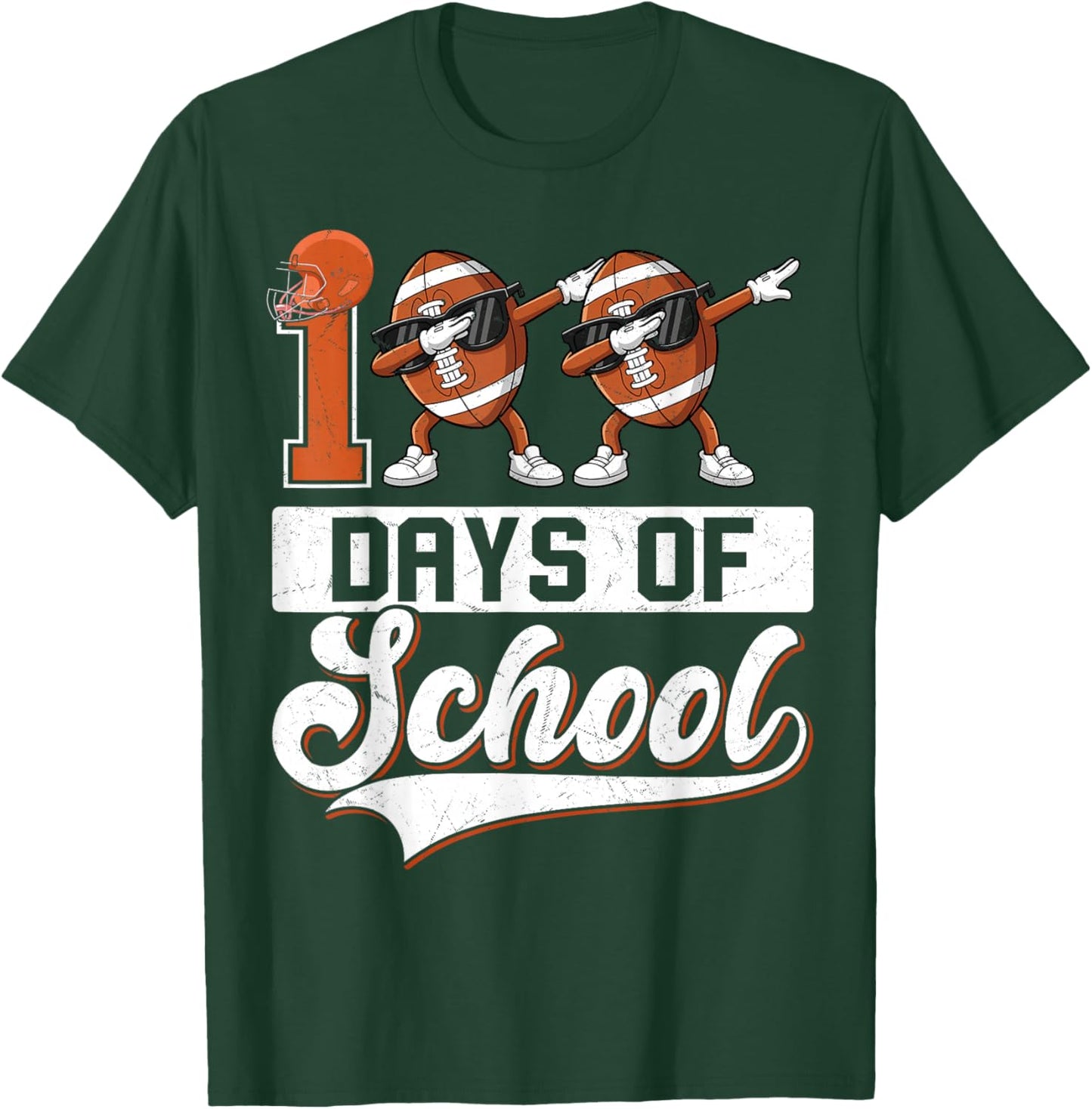 Toddler 100 Days of School Boys 100th Day of School Football T-Shirt - T-Shirt | Forest