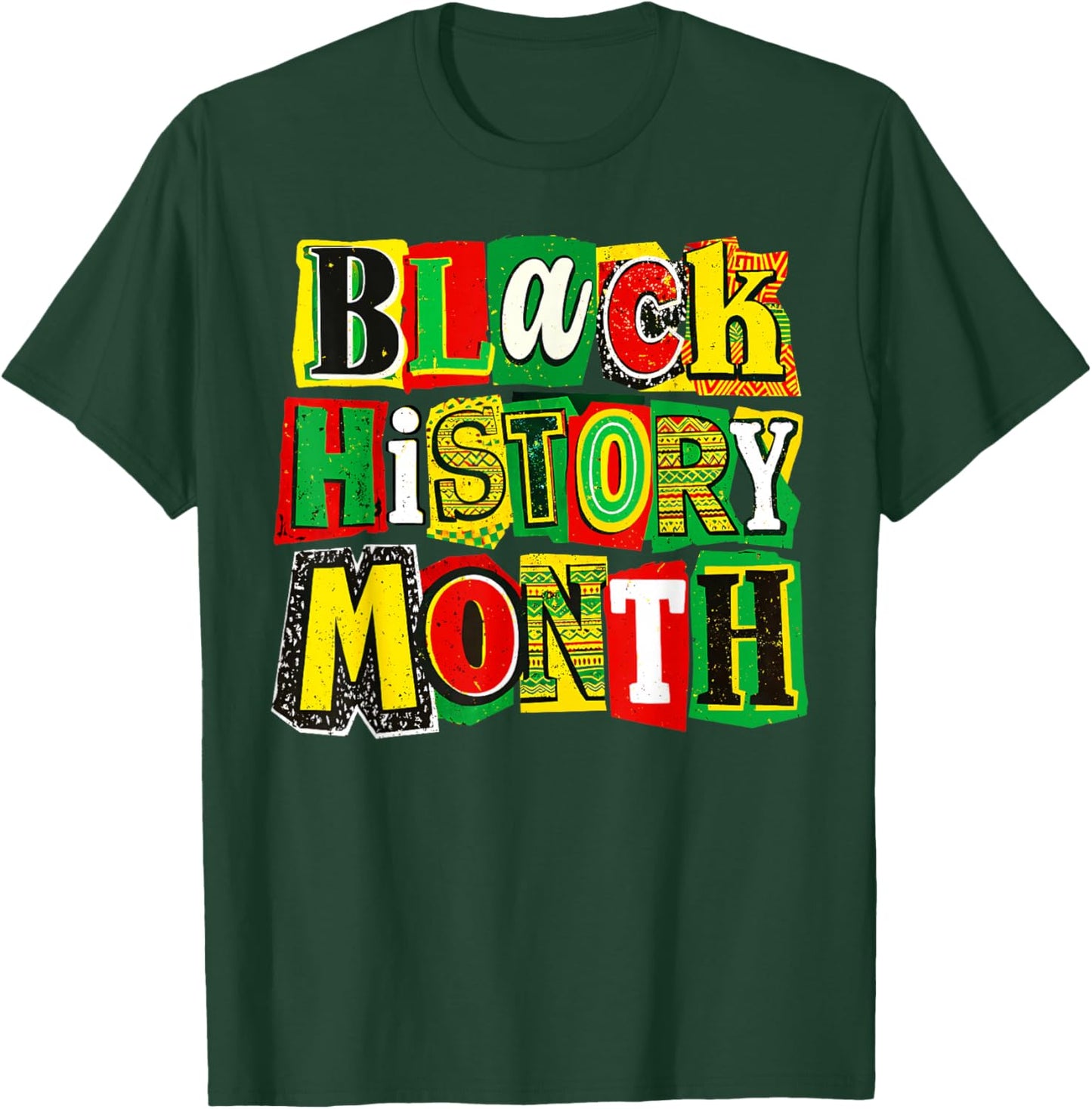 Black History Month Collage Funny Afro American History T-Shirt - T-Shirt | Forest