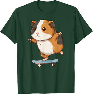 Funny Guinea Pig Skater Skateboard Ballerina Zoo Boys Girls T-Shirt - T-Shirt | Forest