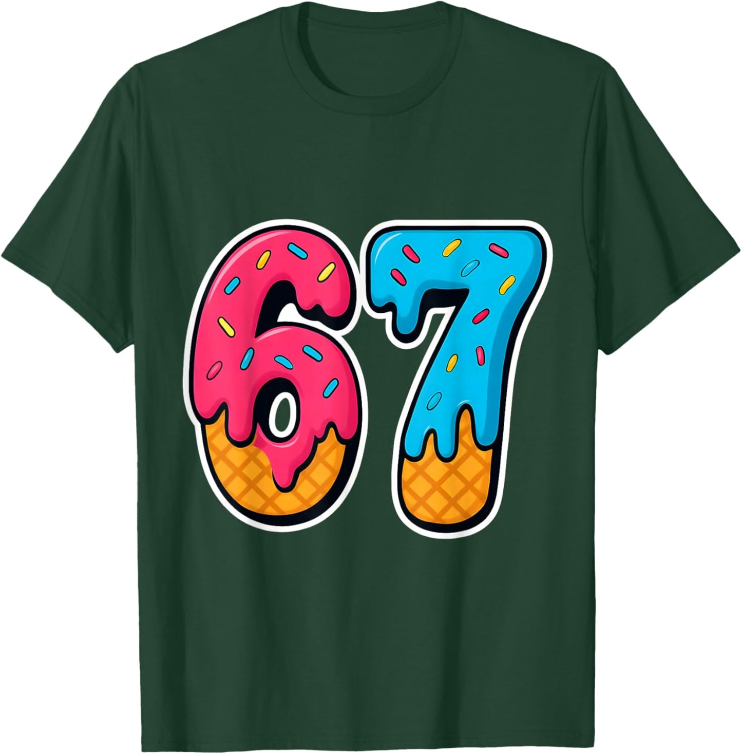 67 Ice Cream Drip Funny Six Seven Gen Alpha Meme Slang T-Shirt - T-Shirt | Forest