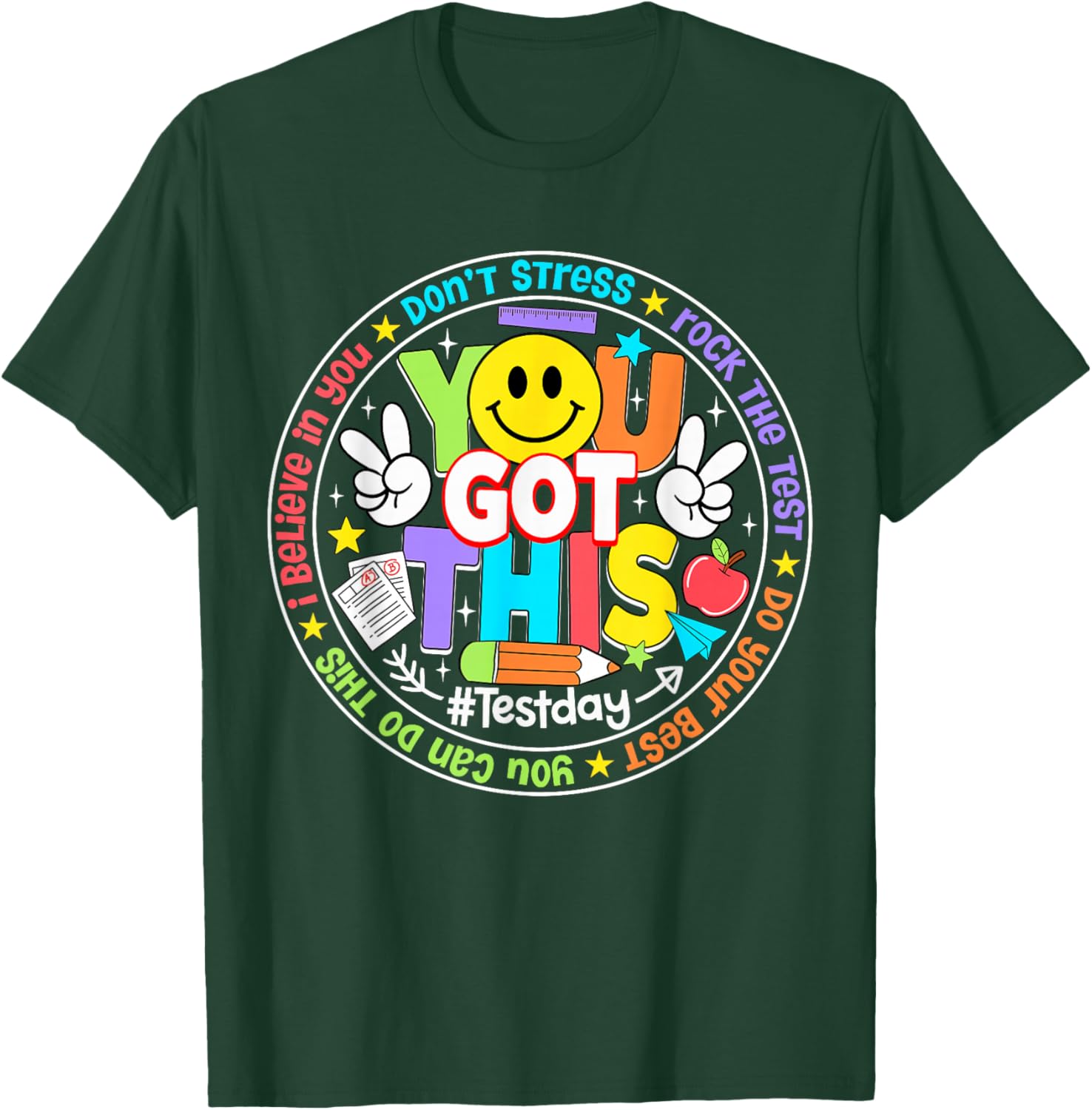 Test Day Rock The Test Teacher Kid Testing Day You Got This T-Shirt - T-Shirt | Forest