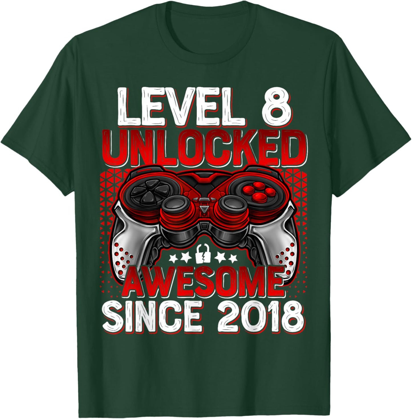 Level 8 Unlocked 8 Year Old Gifts for Boys 8th Birthday Boy T-Shirt - T-Shirt | Forest