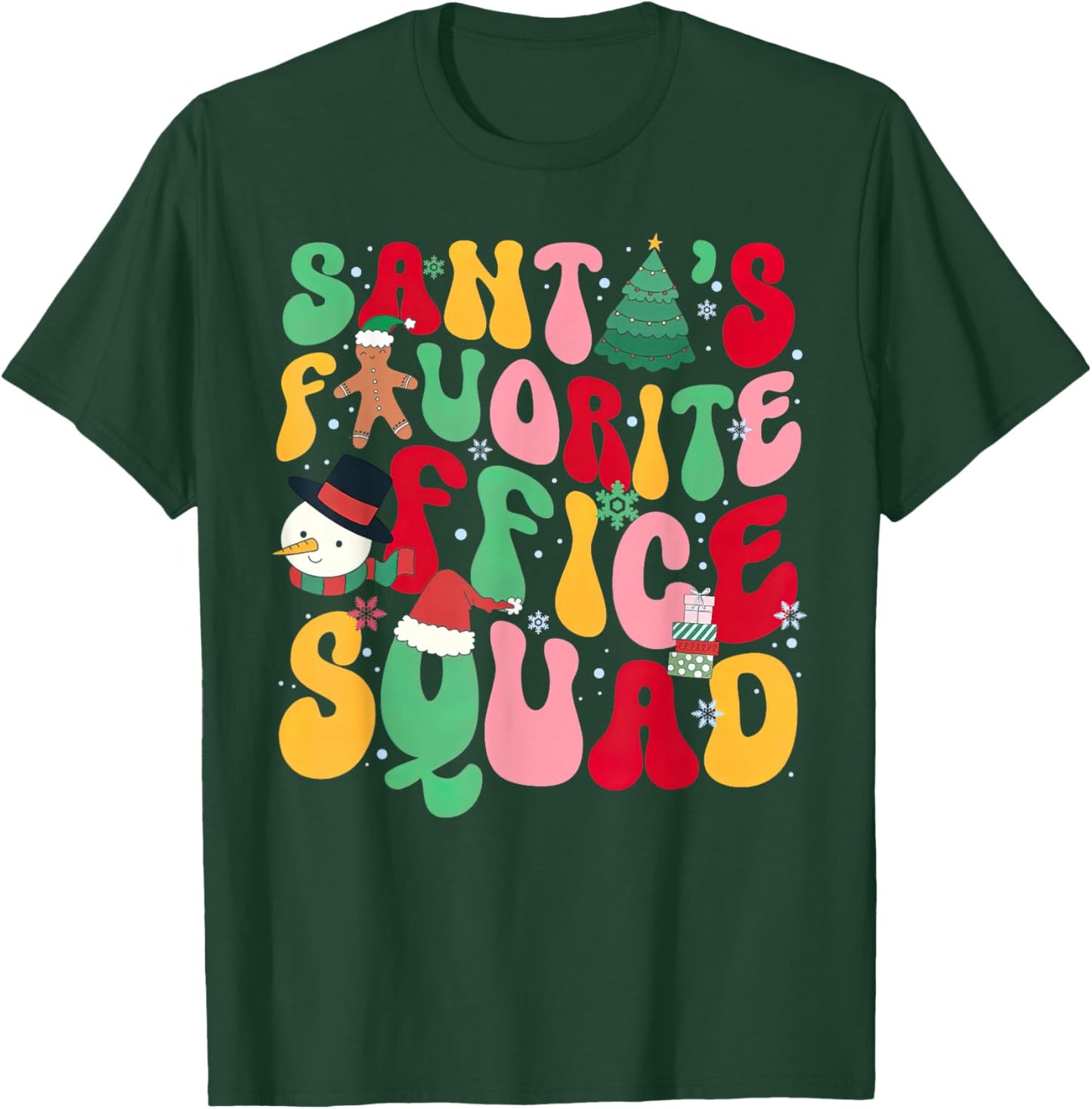 Groovy Santa Favorite Office Squad Christmas Admin Staff T-Shirt - T-Shirt | Forest
