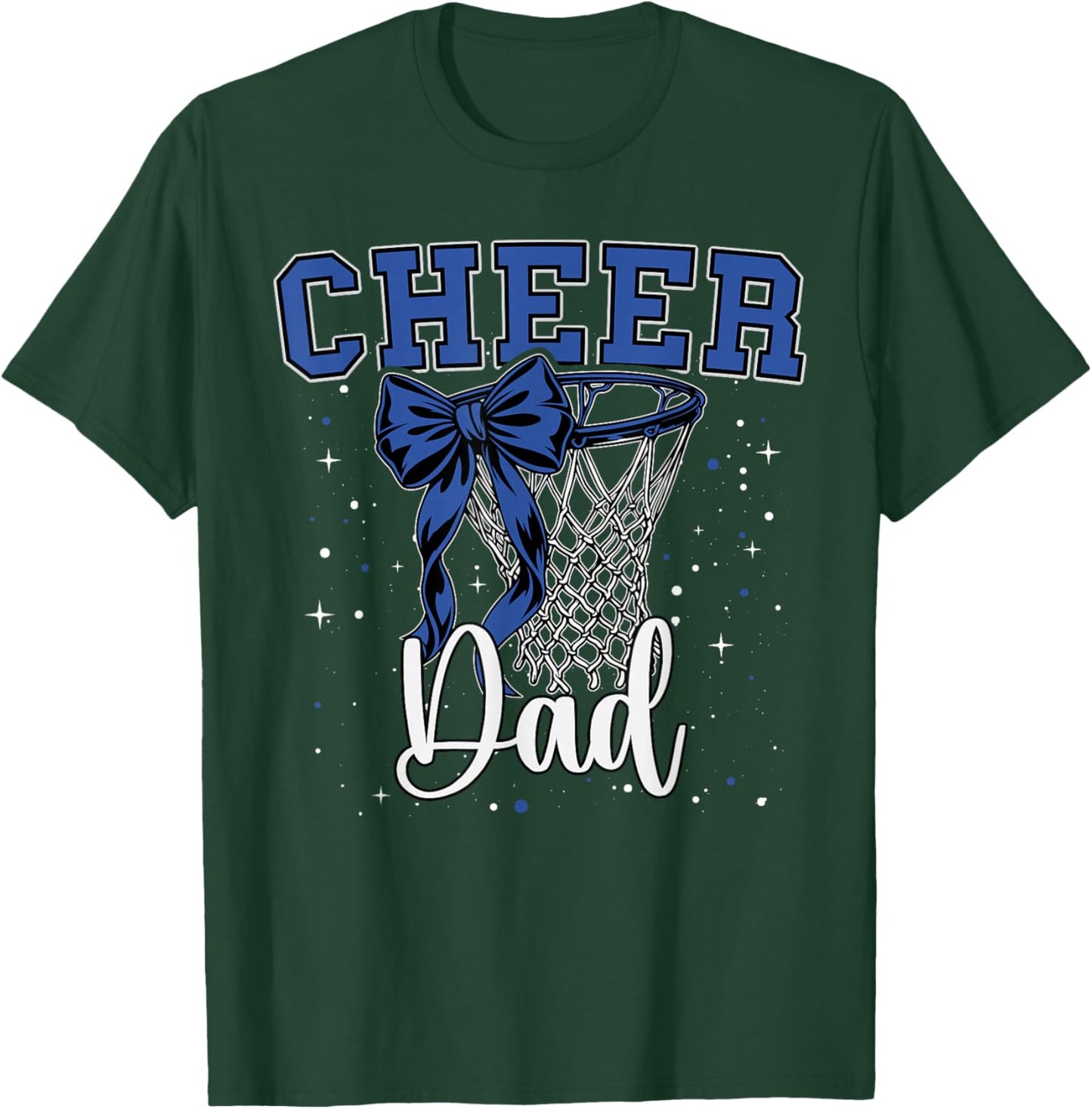 Cheer Dad Papa Bow Sport Basketball Game Cheerleading Blue T-Shirt - T-Shirt | Forest