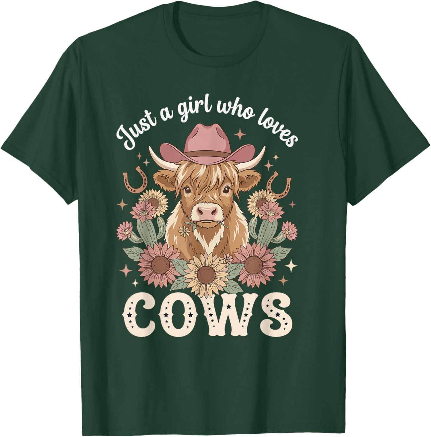 Just A Girl Who Loves Cows Highland Cattle Farm Animal Pet T-Shirt - T-Shirt | Forest