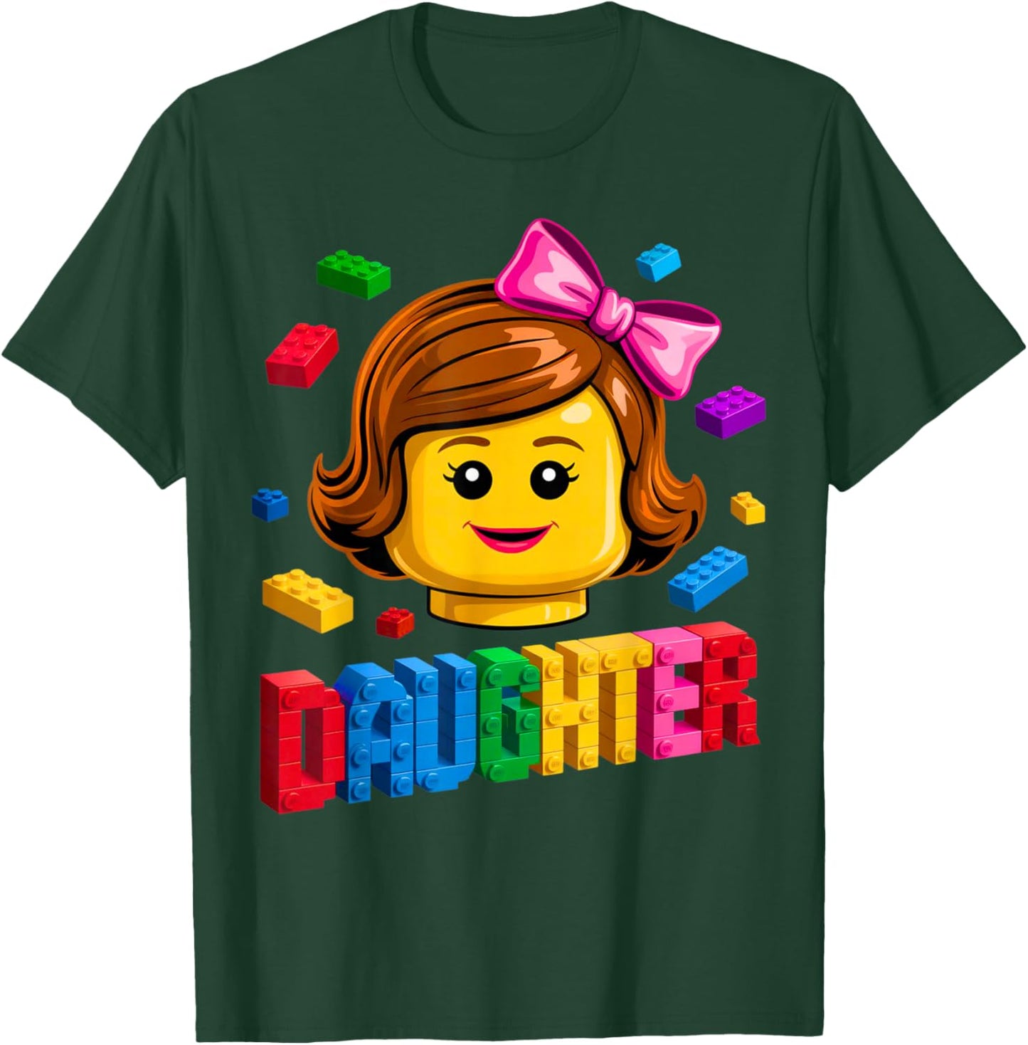 Family Daughter Master Builder Building Brick Blocks Kids T-Shirt - T-Shirt | Forest