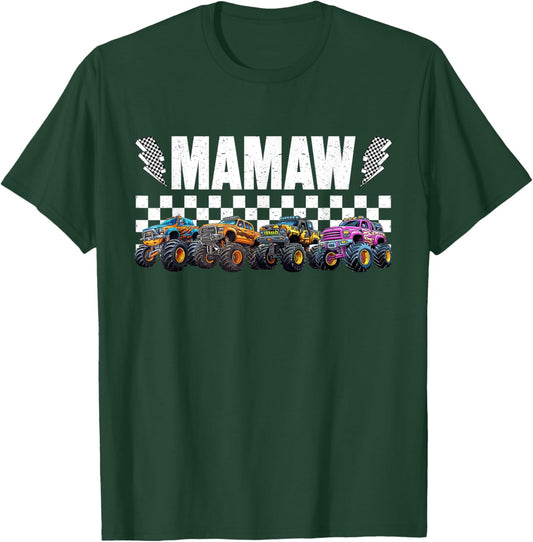 Mamaw Retro Monster Truck Family Crew Birthday Matching T-Shirt - T-Shirt | Forest