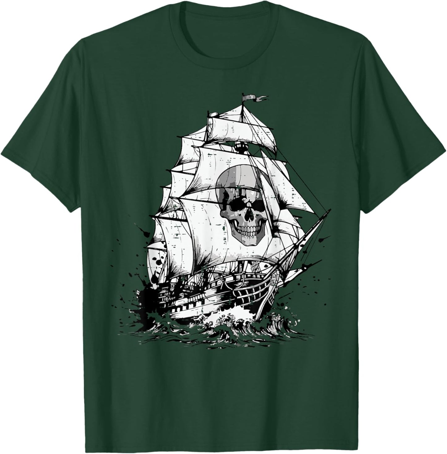 Pirate Ghost Ship Skull Vintage Costume Men Women Boys Kids T-Shirt - T-Shirt | Forest