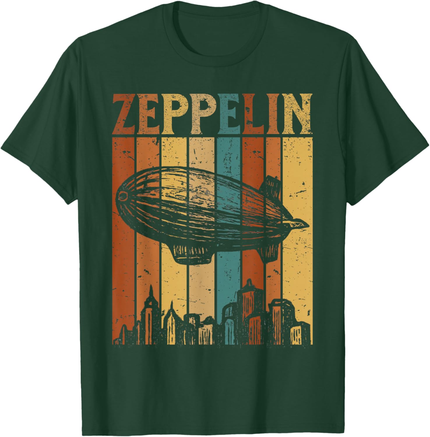 Retro Zeppelin 70s 80s Dirigible Airship Zepelin T-Shirt - T-Shirt | Forest