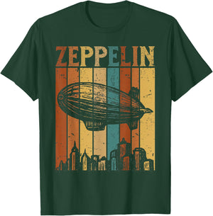 Retro Zeppelin 70s 80s Dirigible Airship Zepelin T-Shirt - T-Shirt | Forest