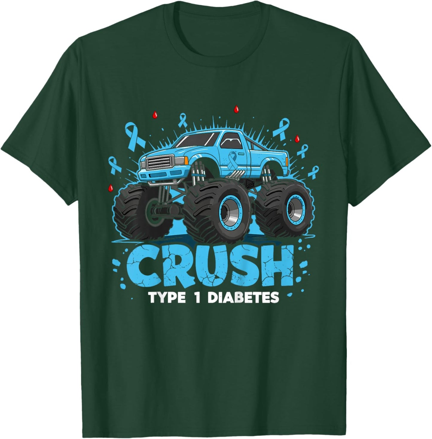 Kids Crush Type 1 Diabetes Awareness Truck T1D Toddler Boys T-Shirt - T-Shirt | Forest