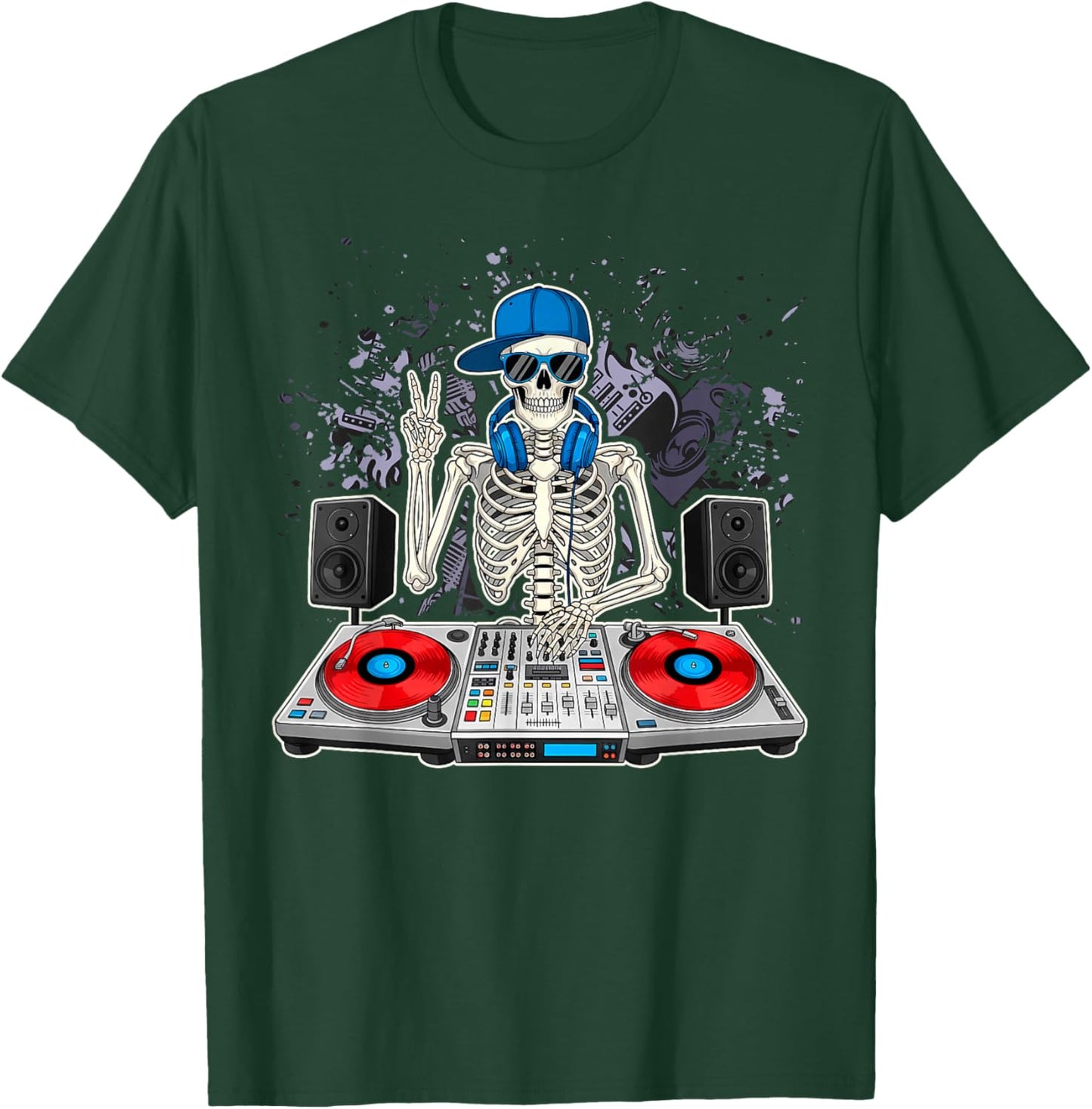 Funny Skeleton DJ EDM Music Boys Men Girls Kids T-Shirt - T-Shirt | Forest