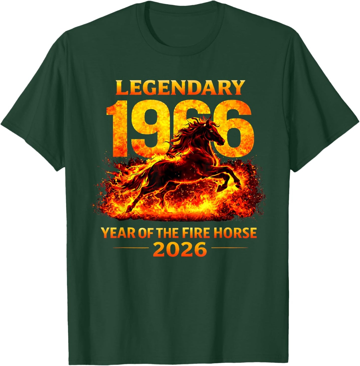 1966 Year of The Fire Horse 60th Birthday Chinese Zodiac T-Shirt - T-Shirt | Forest