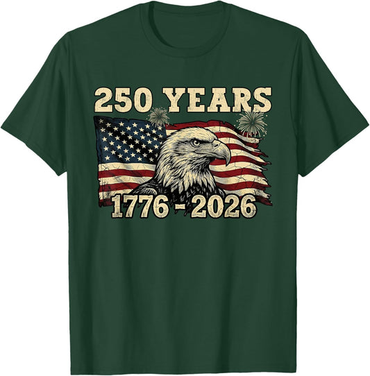 Patriotic Eagle Flag 250 Years 1776-2026 250th Birthday USA T-Shirt - T-Shirt | Forest