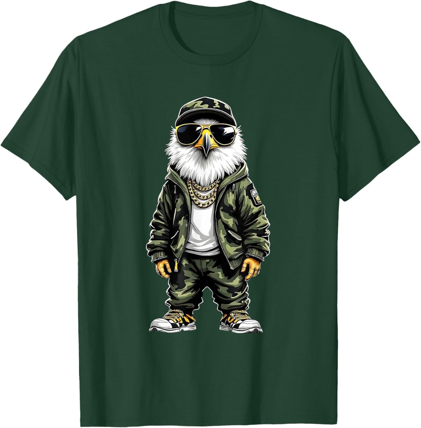 Camo Eagle Hip-Hop Streetwear-Urban Camouflage Eagle T-Shirt - T-Shirt | Forest