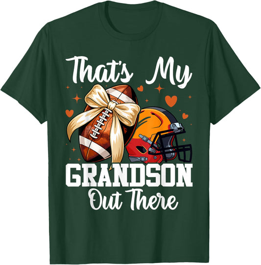 Coquette That's My Grandson Out There Funny Football Grandma T-Shirt - T-Shirt | Forest