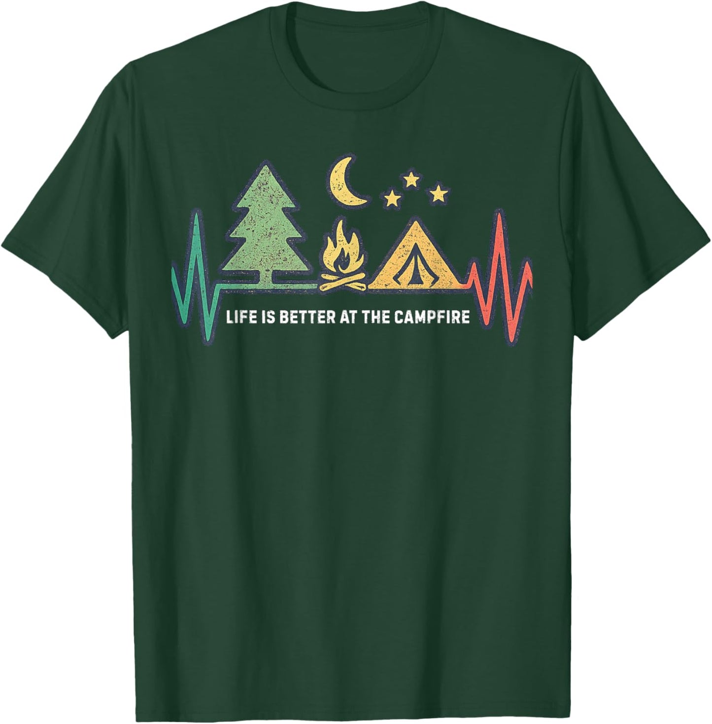 Life is Better at The Campfire Funny Hiking Camping T-Shirt - T-Shirt | Forest