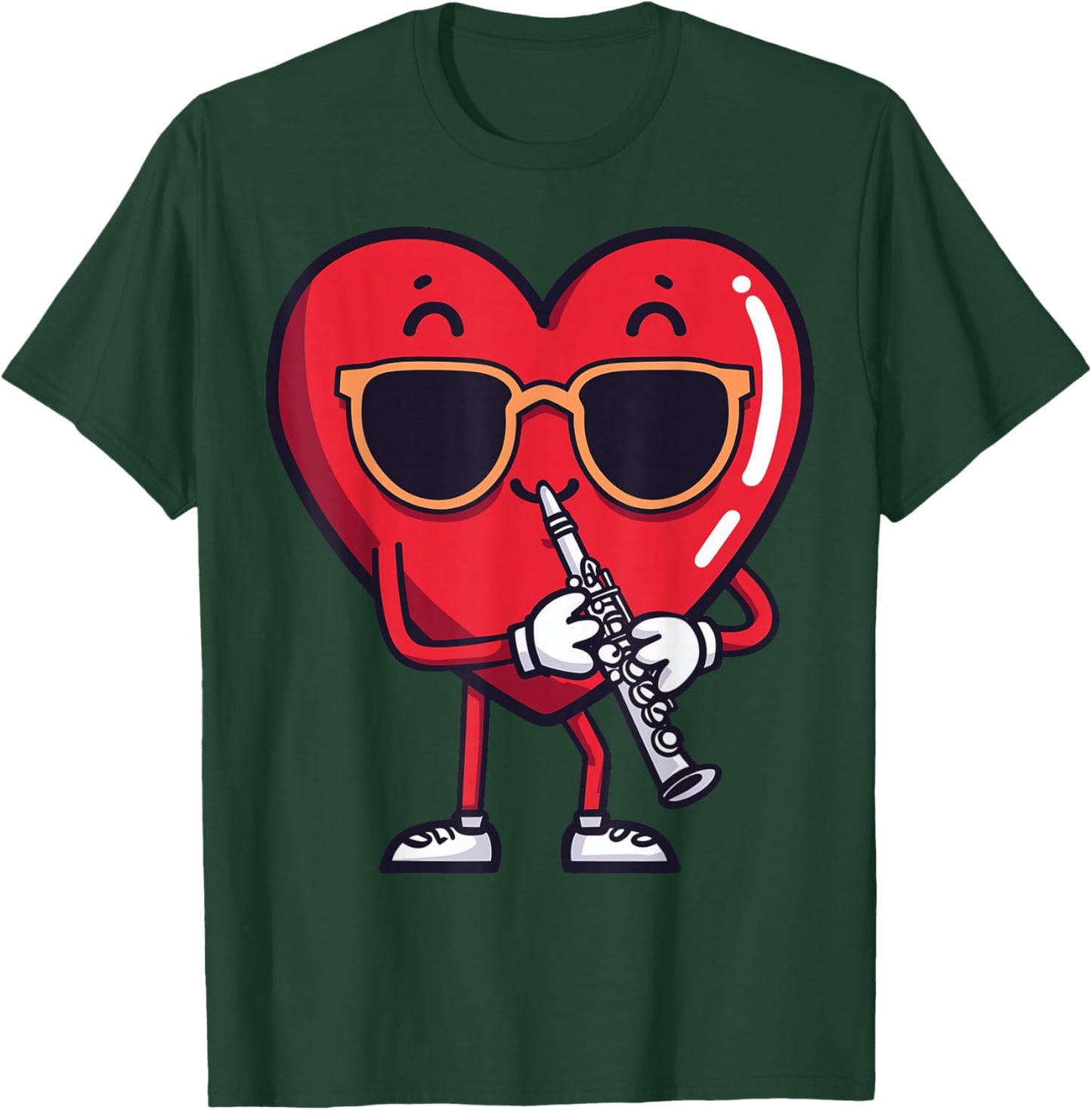 Clarinet Heart Player Clarinetist Valentine's Day Sunglasses T-Shirt - T-Shirt | Forest