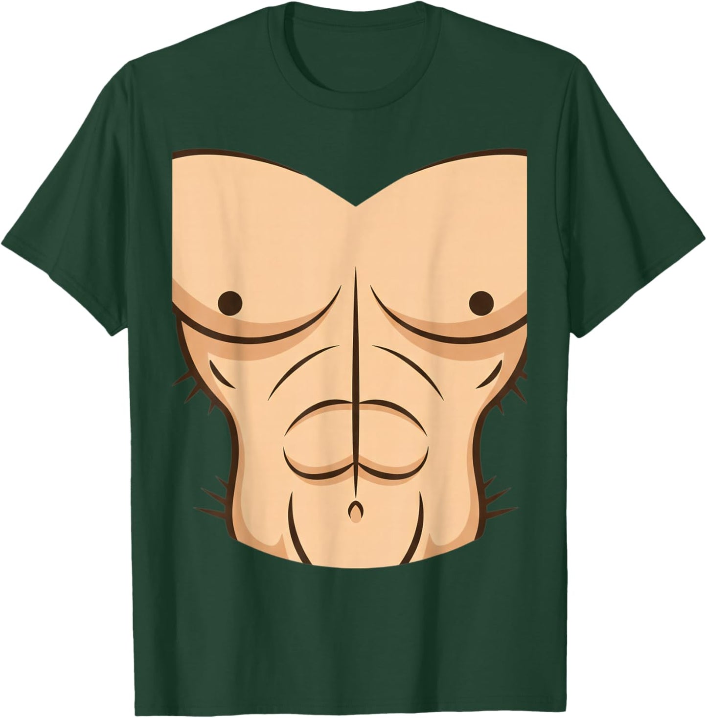 Halloween Muscle Torso Funny Bare Chest Design, Fake Abs T-Shirt - T-Shirt | Forest