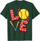 Love Softball Valentine T-Shirt - T-Shirt | Forest