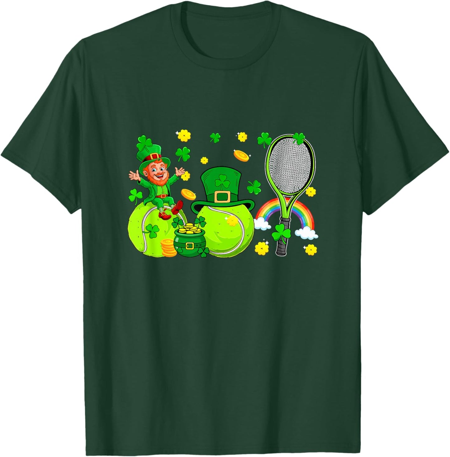 Tennis Equipment Player Team St. Patrick's Day Family Kids T-Shirt - T-Shirt | Forest