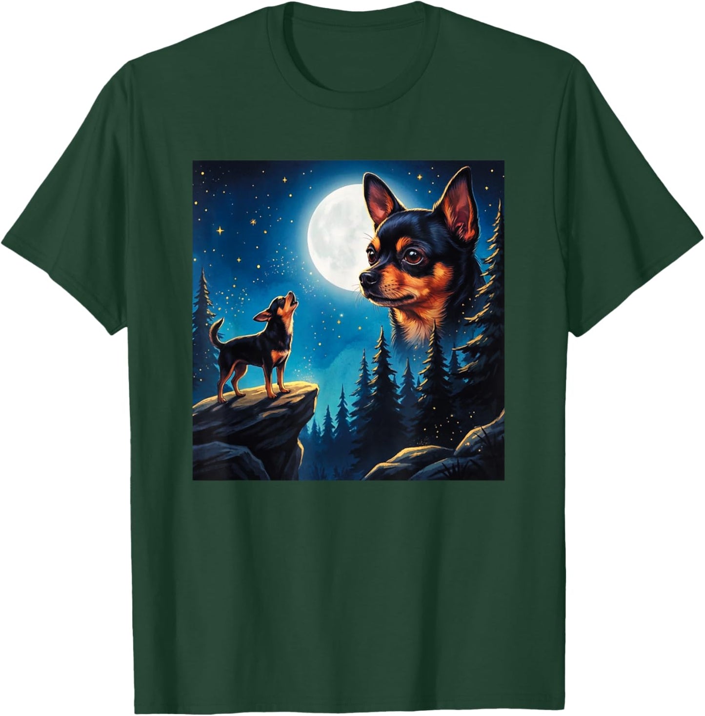 Funny Chihuahua Howling at The Moon Pet Dog Lover T-Shirt - T-Shirt | Forest