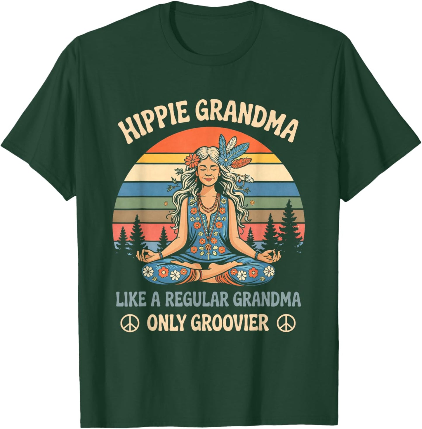 Retro Hippie Grandma Like A Regular Grandma Vintage T-Shirt - T-Shirt | Forest