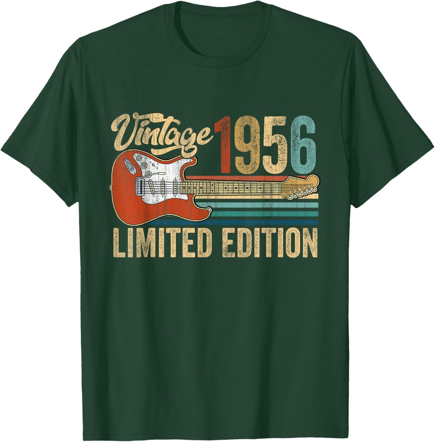 Vintage 1956 70th Birthday Gifts 70 Years Old Guitar Lover T-Shirt - T-Shirt | Forest