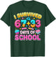 I Survived 67 33 Days of School 100 Days Teachers Kids Boys T-Shirt - T-Shirt | Forest