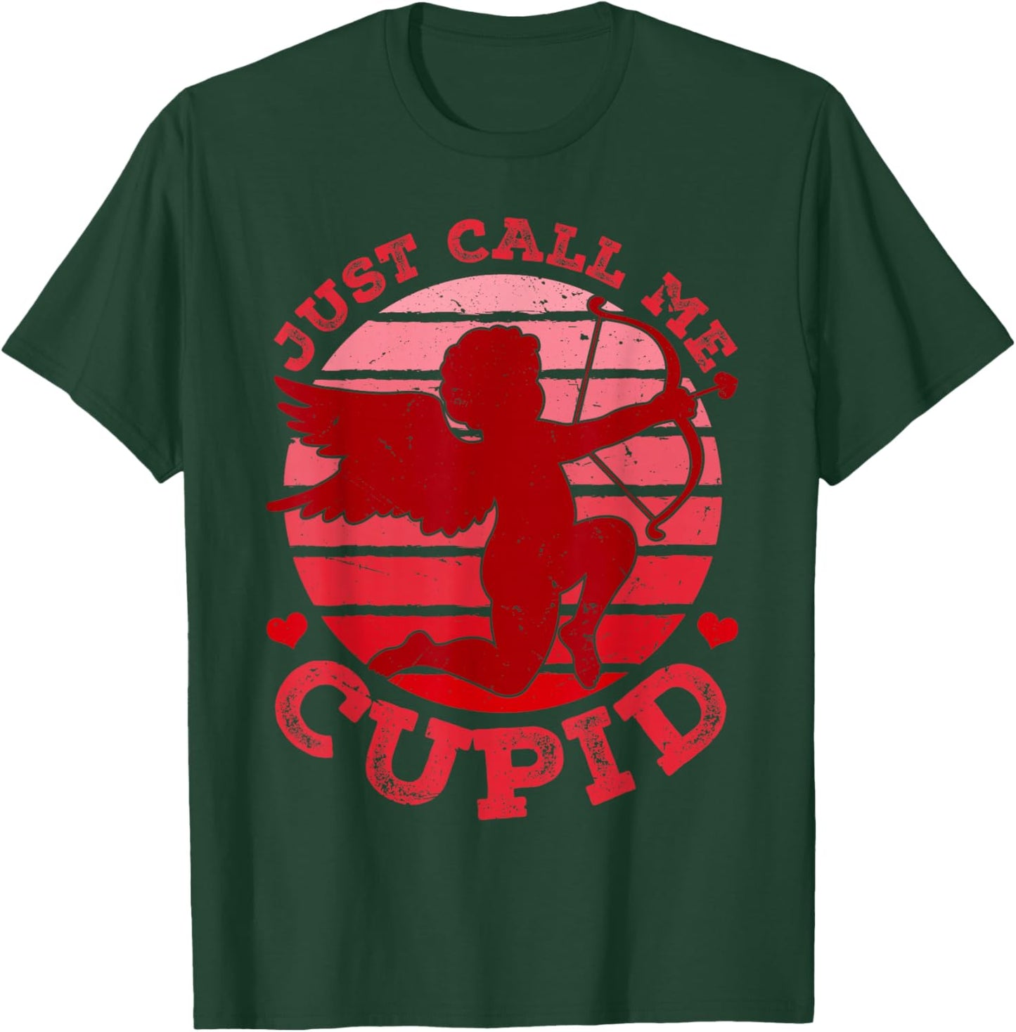 Retro Just Call Me Cupid Happy Valentines Boys Girls T-Shirt - T-Shirt | Forest