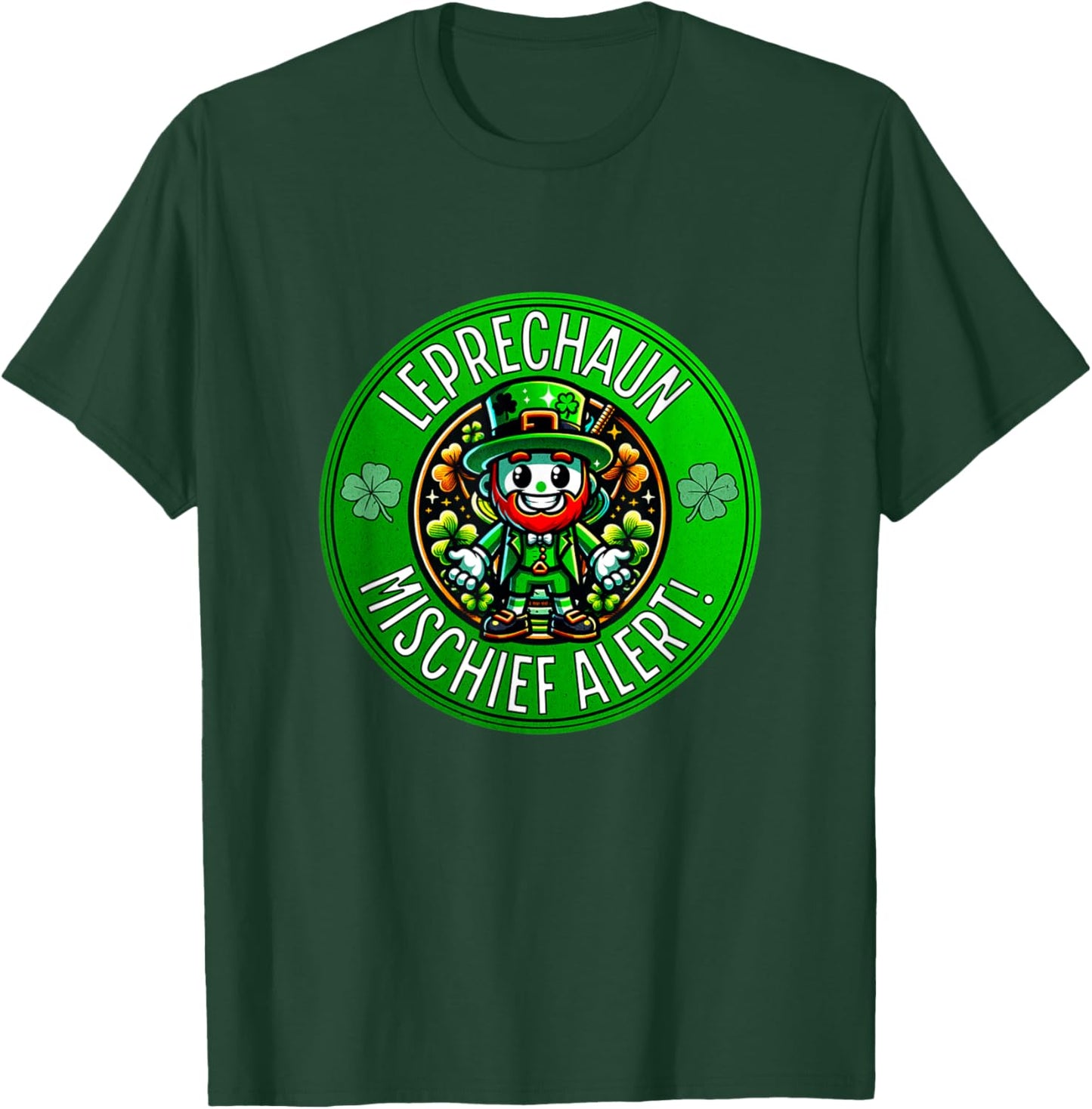 St Patrick's Day Leprechaun Mischief Alert T-Shirt - T-Shirt | Forest