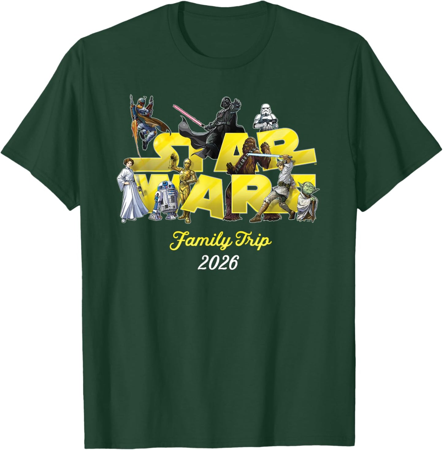 Star Wars Family Trip 2026 Classic Characters Vacation T-Shirt - T-Shirt | Forest