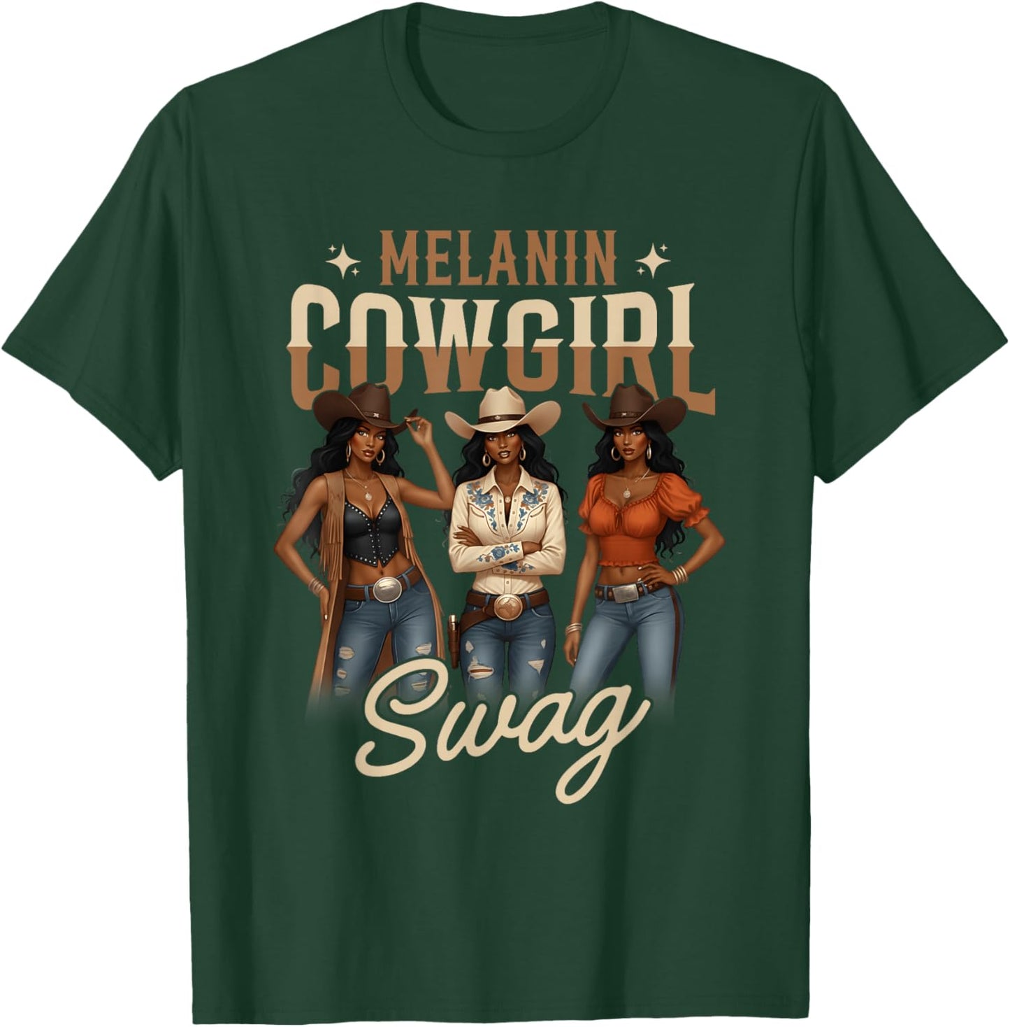 Melanin Cowgirls Black History Month African Melanin Pride T-Shirt - T-Shirt | Forest