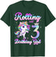 Kids Rolling Into 3 Roller Skating 3rd Birthday Unicorn Girl T-Shirt - T-Shirt | Forest