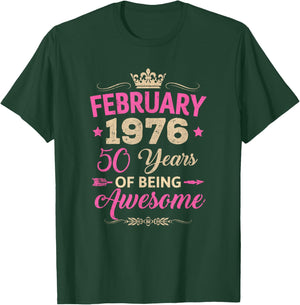 February 1976 50 Years of Being Awesome Retro 50Th Birthday T-Shirt - T-Shirt | Forest
