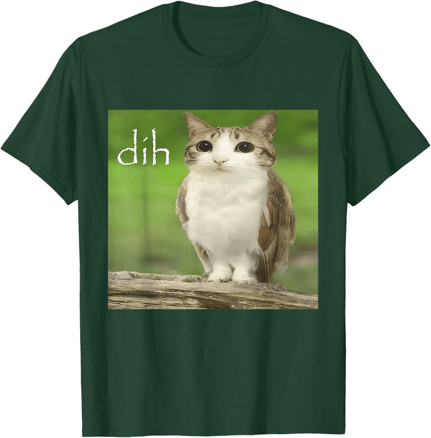 Funny Meowl Dih Meme Cursed Cat Owl Brainrot Internet Silly T-Shirt - T-Shirt | Forest