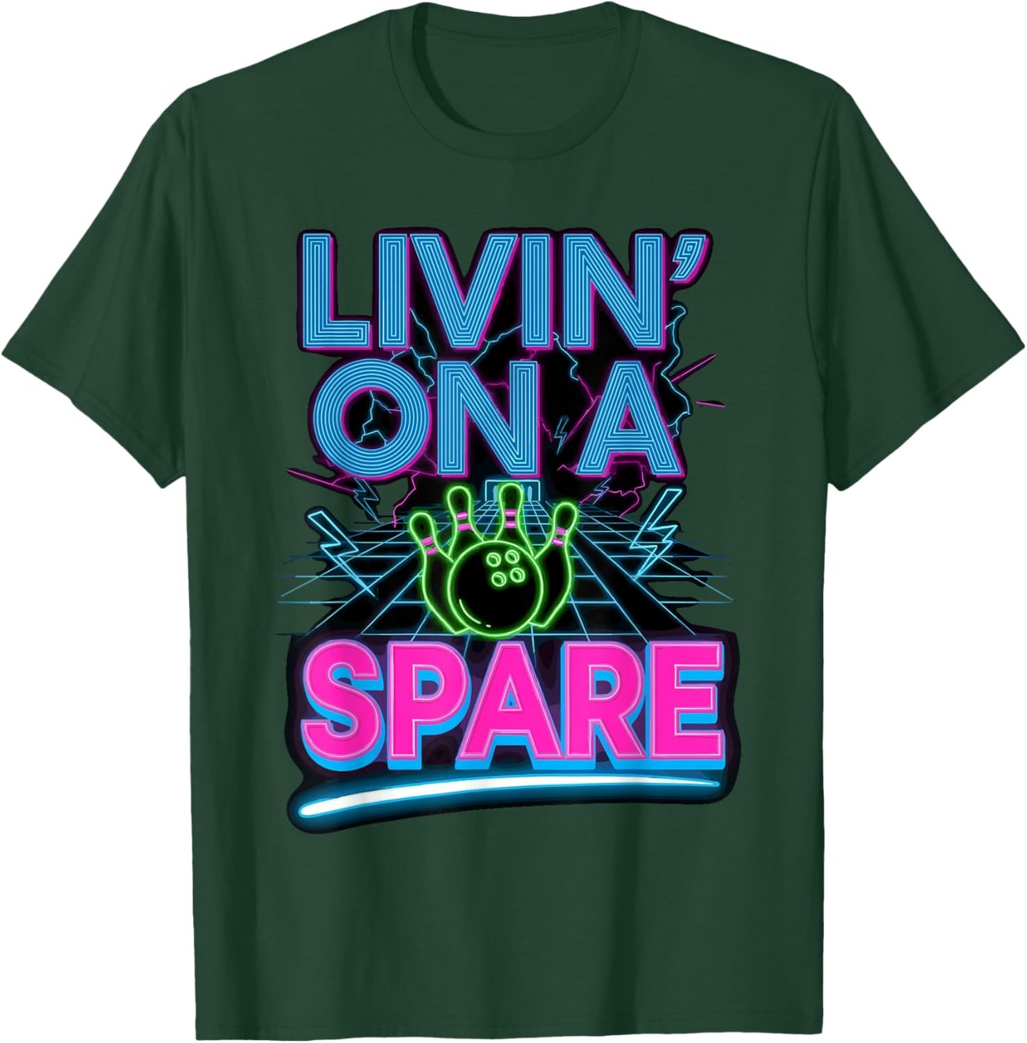 Vintage Bowling Shirts Bowler, Livin' On A Spare T-Shirt - T-Shirt | Forest